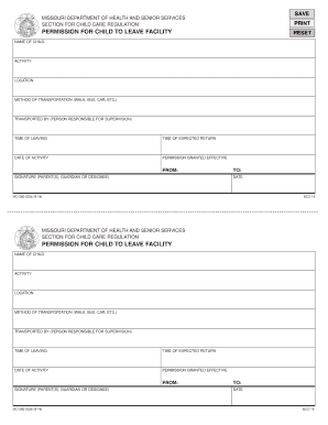 Missouri Child Leave Facility Permission Form