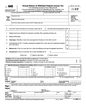 IRS Form 945 Annual Return of Withheld Federal Income Tax