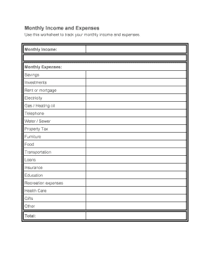 Monthly Income and Expenses Tracker