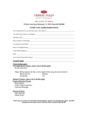 Credit Card Authorization Form