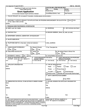 NIH Grant Application Form PHS 398