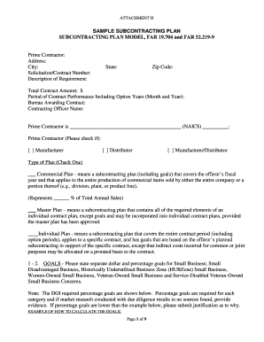 US Federal Subcontracting Plan Template