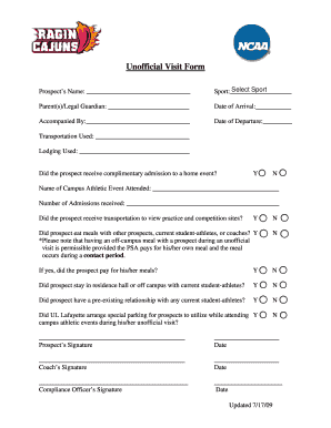 Unofficial Visit Form