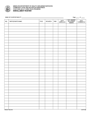 Missouri CACFP Enrollment Roster