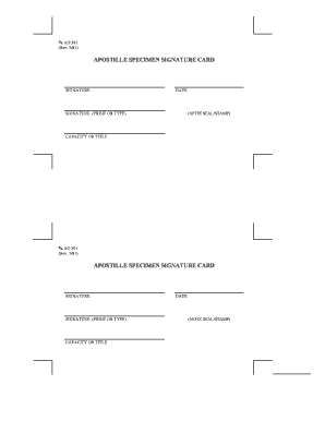 Apostille Specimen Signature Card