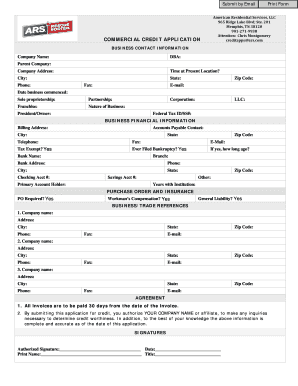 Commercial Credit Application