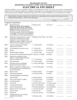 Miami-Dade County Electrical Fee Sheet