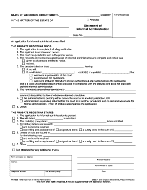 Wisconsin Statement of Informal Administration