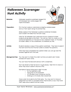 super teacher worksheets halloween scavenger hunt