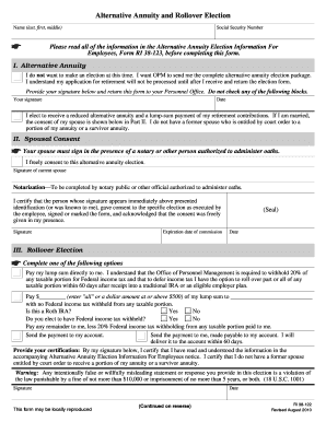 Alternative Annuity and Rollover Election Form