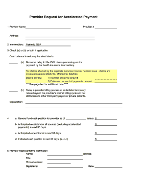 Provider Request for Accelerated Payment
