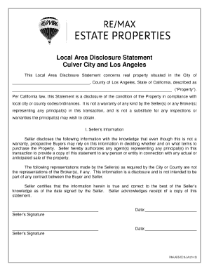 Local Area Disclosure Statement