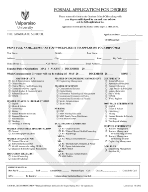 Formal Application for Degree