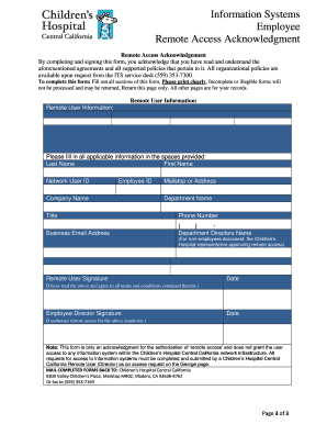 Employee Remote Access Acknowledgment