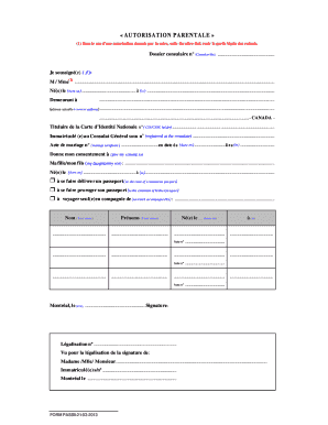 AUTORISATION PARENTALE