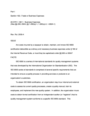 IRS Ruling on ISO 9000 Certification Expenses