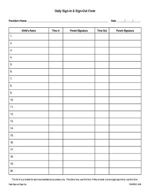 Daily Sign-In & Sign-Out Form