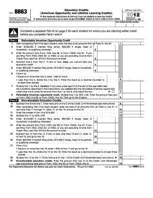Form 8863 American Opportunity and Lifetime Learning Credits