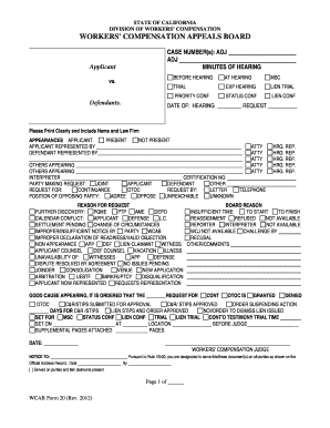 California Workers' Compensation Hearing Minutes
