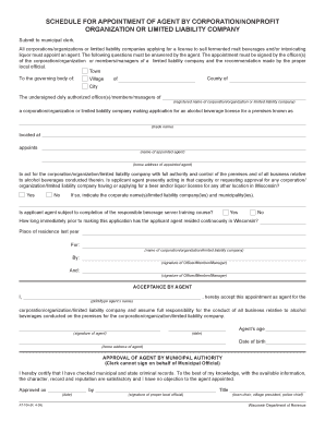 Wisconsin Alcohol Beverage License Agent Appointment Form