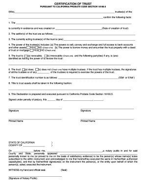 California Certification of Trust