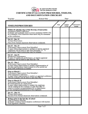 Teacher Evaluation Procedures and Documentation Checklist