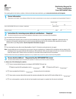 Distribution Request for Excess Contributions From SEP/SARSEP IRAs