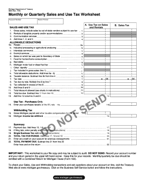 Michigan Sales and Use Tax Worksheet