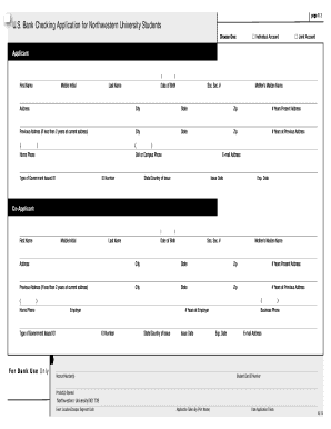 US Bank Account Application Form