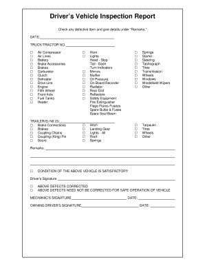 Driver’s Vehicle Inspection Report