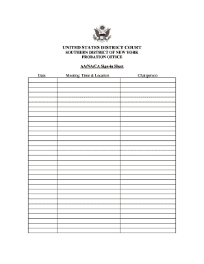 Fillable Online AA/GA sign in sheet - United States Probation Office ...