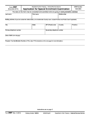 IRS Form 2587 Application for Special Enrollment Examination