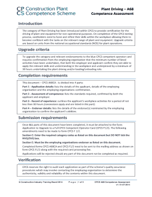 CPCS A68 Plant Driving Competence Assessment