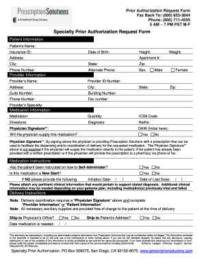 Specialty Prior Authorization Request Form