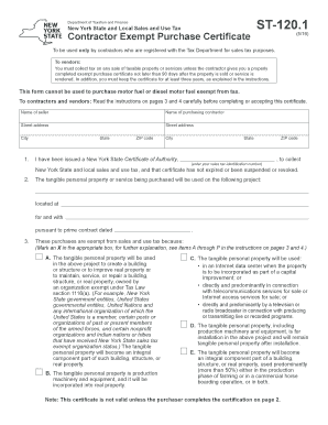 New York State Contractor Exempt Purchase Certificate