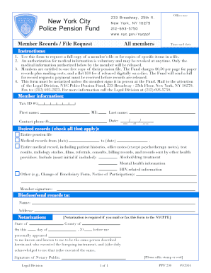 NYC Police Pension Fund Member Records Request Form