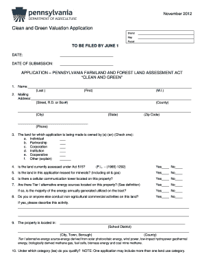 Pennsylvania Clean and Green Valuation Application