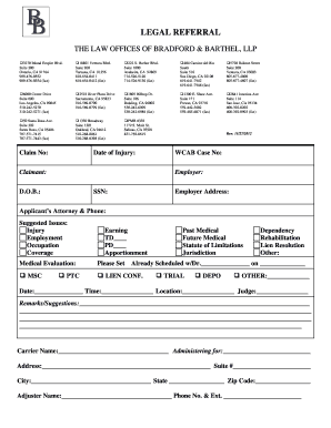 California Workers' Compensation Legal Referral Form