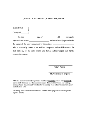 Credible Witness Acknowledgment