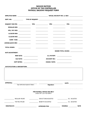 Navajo Nation Payroll Backpay Request Form