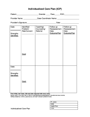 Boxed Individualized Care Plan ICP - sbcounty