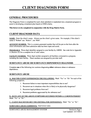 Client Diagnosis Form
