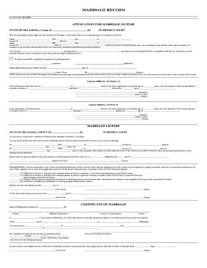Oklahoma Marriage License Application