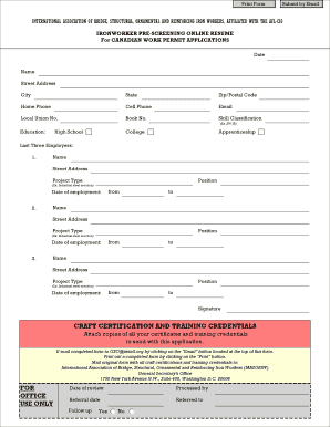Ironworker Pre-Screening Online Resume
