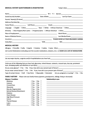 Medical History Questionnaire & Registration Form