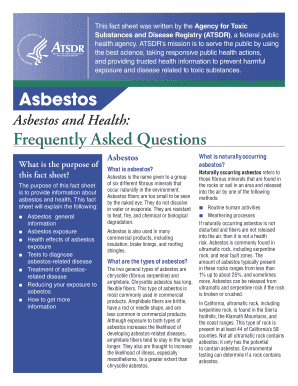 Asbestos and Health: Frequently Asked Questions - Agency for ... - atsdr cdc