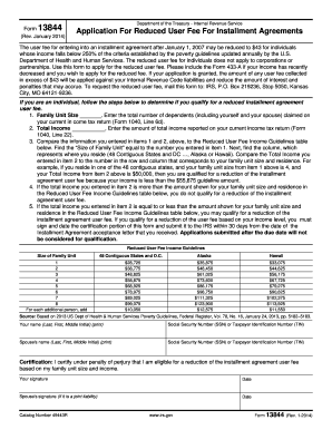 IRS Form 13844 Application for Reduced User Fee