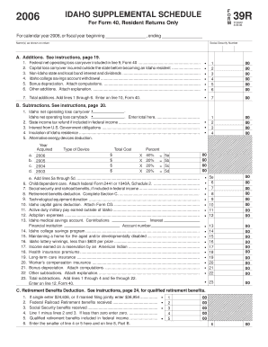 Idaho Supplemental Schedule O
