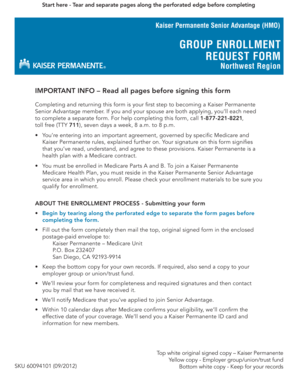 Kaiser Permanente Senior Advantage Group Enrollment Form