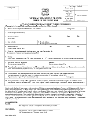 Michigan Notary Public Commission Application